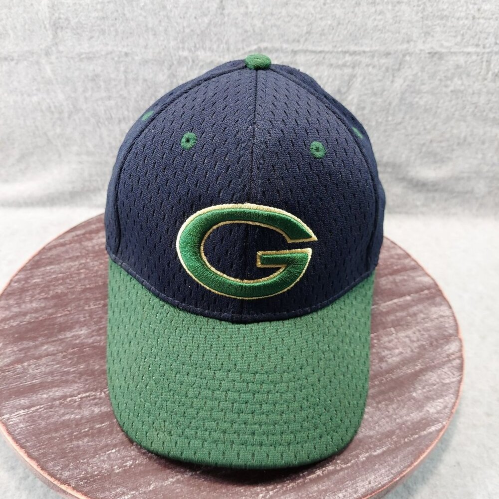 Green & Navy Blue Mesh Baseball Cap W/ Embroidered G Logo & Ram Patch